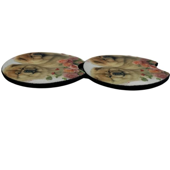 Car Coasters Chow Chow Dog Life Roses Set of 2 Neoprene Absorbent Sassy Hippo - Picture 4 of 9